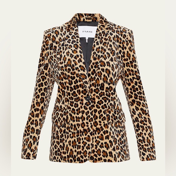 Frame Leopard Velvet Blazer Women’s Size 2 - Picture 8 of 8